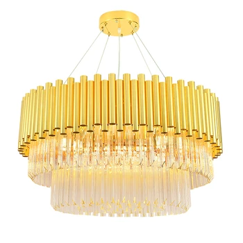 

ZISIZ Stainless Steel Crystal Designer Golden LED Chandelier Lighting Lustre Suspension Luminaire Lampen For Dinning Room