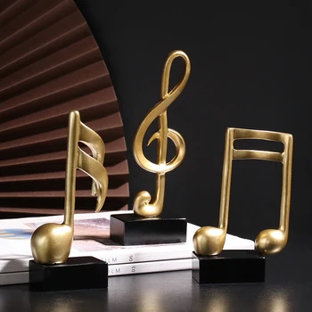 

Home Decoration Accessories Modern Figurine Decorative Art Statuette Golden Musical Note Handicraft Living Room Desk Ornaments