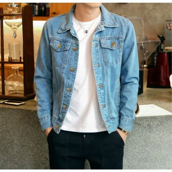 

Autumn Denim Jacket Men Solid Cowboy Spring Casual Slim Bomber Jacket Male Jean Mens Coats And Jackets Outwear Plus Size 4XL