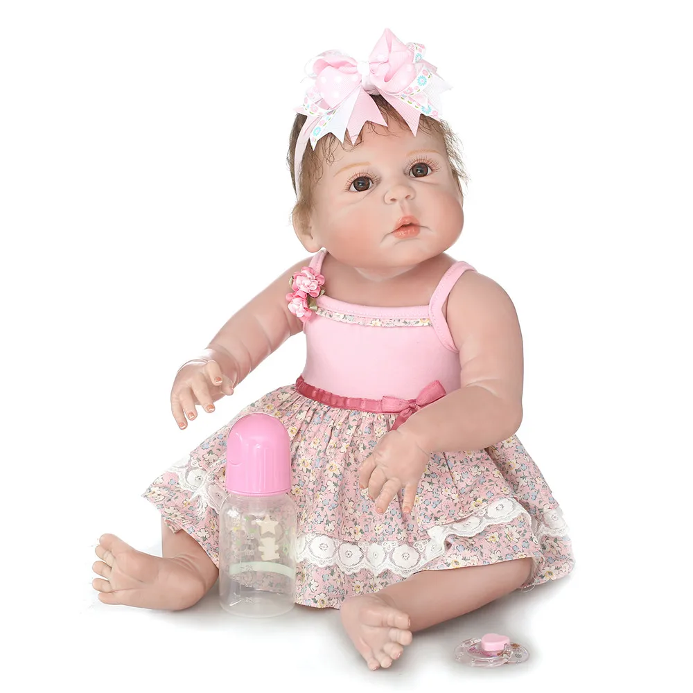 

57Cm Full Body Silicone Waterproof Reborn Doll Cameron Girl Hand-Detailed Painting Rooted Hair Lifelike 3D Skin Tone Gift
