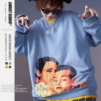 

Lindsey Seader 2020 Harajuku Kids Wisper Cartoon Sweatshirt Pullover Hip Hop Streetwear Men Hoodie Sweatshirt HipHop Loose