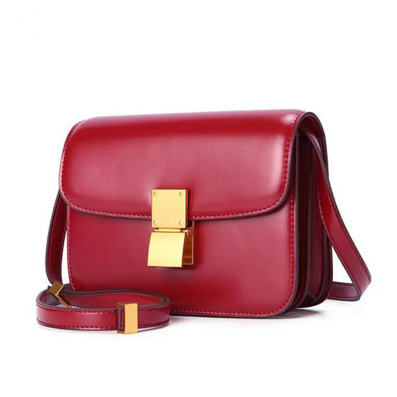 

Fashion Mirror Genuine Leather Crossbody Bags For Women Designer Lock Small Clutch Ladies Retro Shoulder Messenger Bags 2020