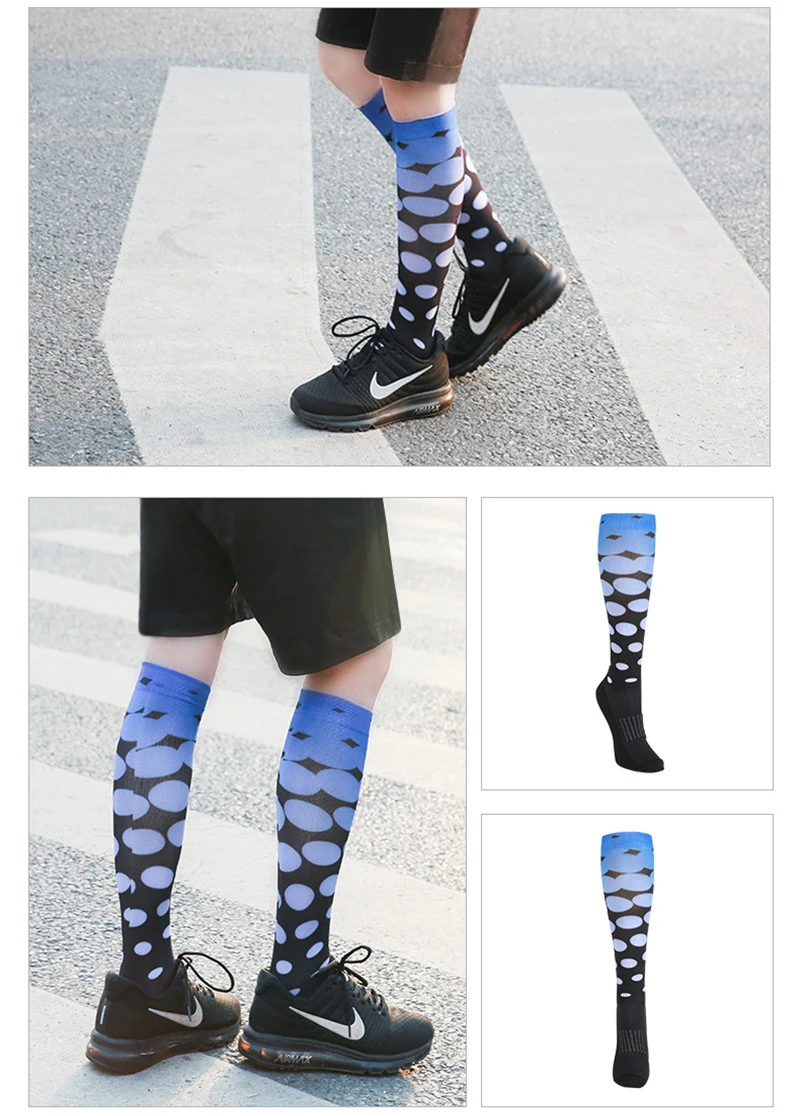 1 Pair Graduated Compression Socks Men Women Breathable Quick-Dry Stockings For Running Marathon Travel Flight Nurse Recovery