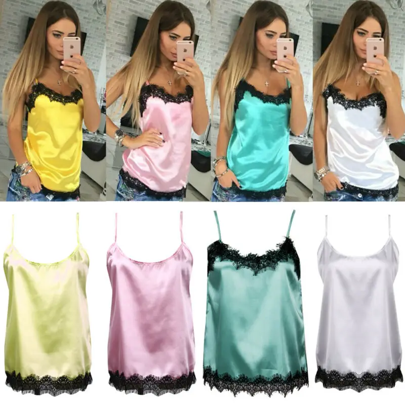 

Ladies Summer Sexy Lace Sleeveless Sleep Tops Casual Style Women Home Sleepwear Women Sexy Lace Camis Tops Sleepwear