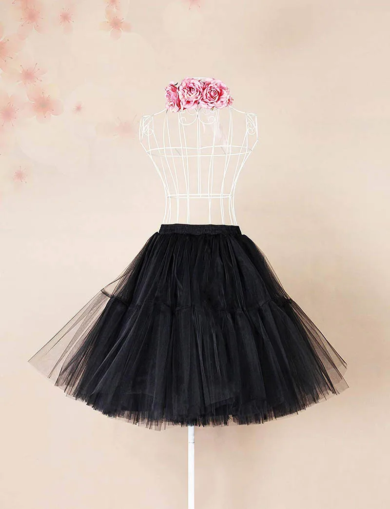 Women black Short Petticoat Tulle Fluffy Princess Five Layers A Line Party Prom Skirt Petticoat Vestidos Para La Boda Formal