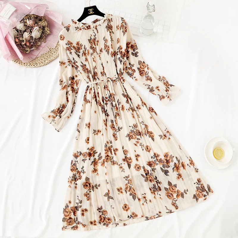 Elegant Polka Dot Women Dress Female Casual Flare Sleeve Office Chiffon Dot Print Dresses A-line Vintage Sweet Clothing Vestidos