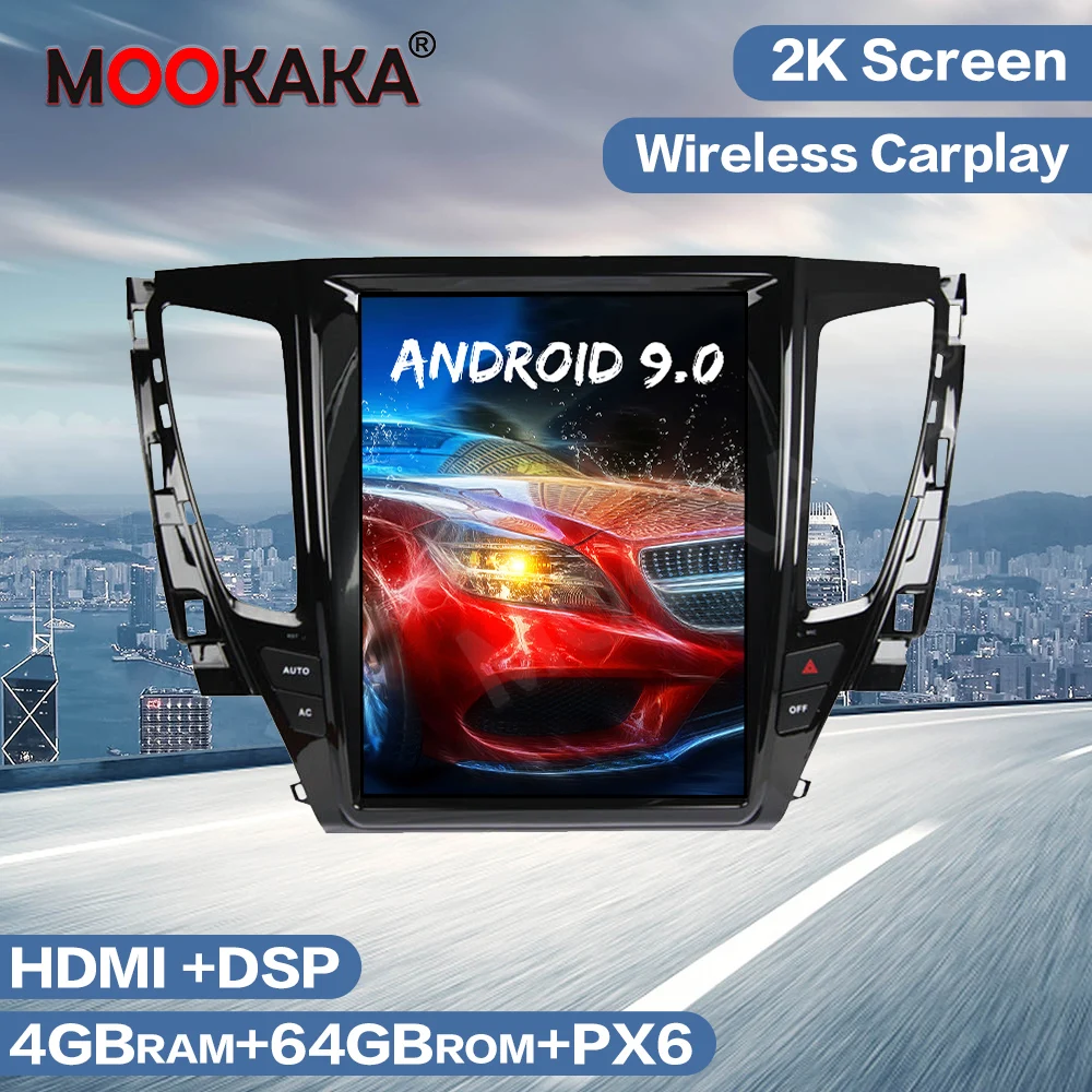 

For MITSUBISHI Pajero Sport L200 2017 2018 Tesla Style Android 9 64G Car GPS Navigation Radio Auto Multimedia Player Stereo Unit