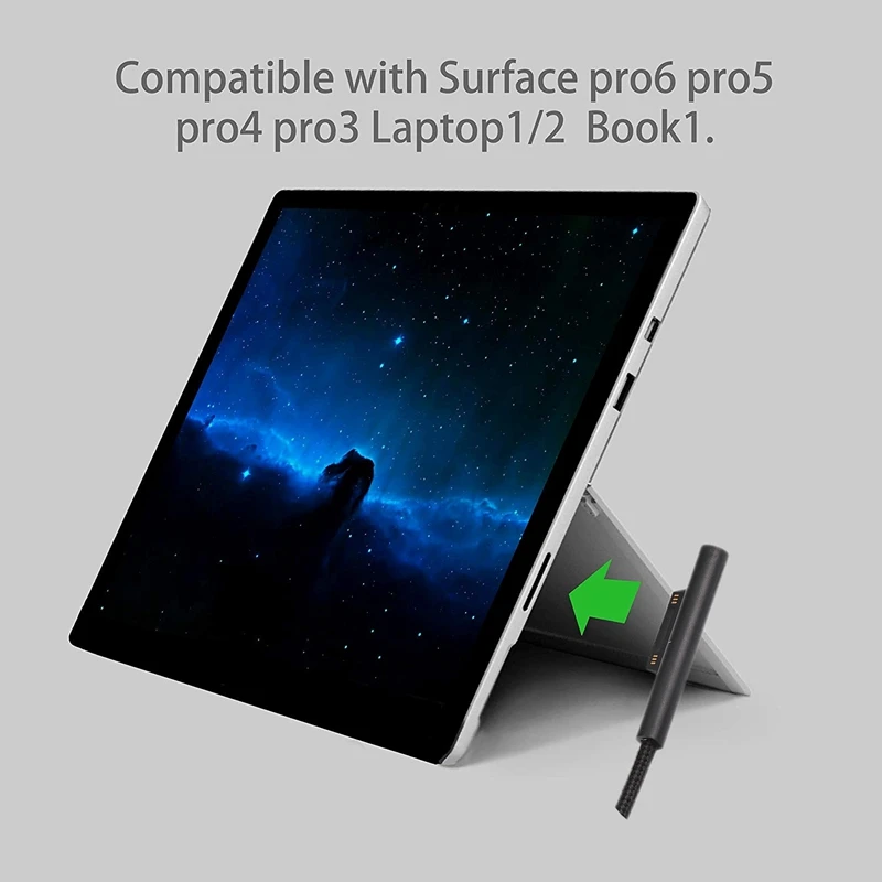 USB кабель с нейлоновой оплеткой 0,2 M женский USB-C зарядный кабель для Microsoft Surface Pro 6/5/4/3 Поверхность ноутбука 1/2, 45Вт 15В PD кабель для зарядки