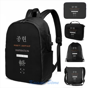 

Funny Graphic print Jonghyun USB Charge Backpack men School bags Women bag Travel laptop bag