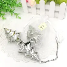 200 шт Чайный фильтр из нержавеющей стали в форме рождественской елки фильтр для инфузионного чая для приготовления чая, ситечко для приправ с тарелкой F277