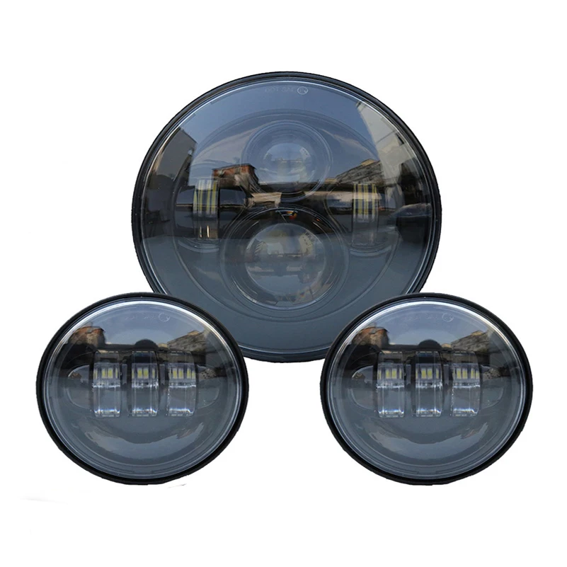 HCmotorku Motorfiets 7 Koplamp Trim Ring 4.5 Mistlamp Trim Ring Set Vizier Stijl Fit voor Harley Touring Road King Street Glide Electra Glide Gloss Zwart
