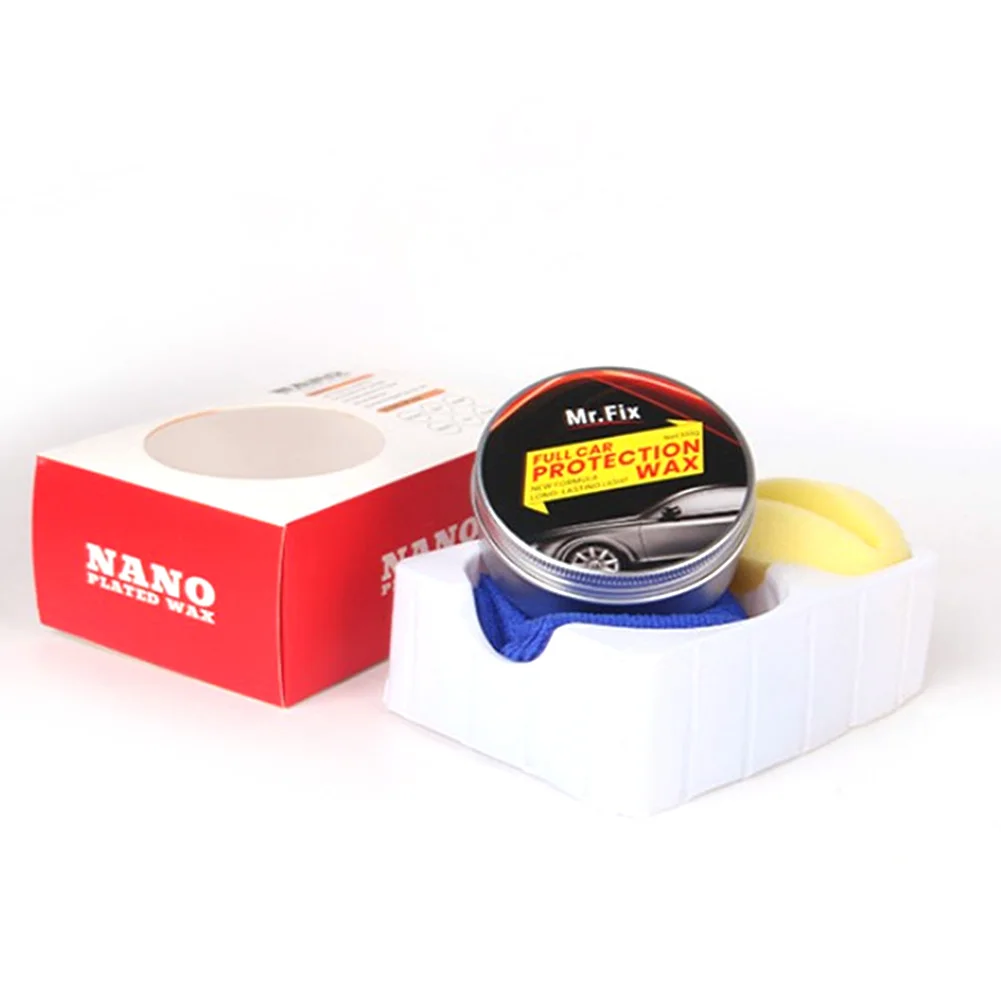 Carnauba Hard Wax Paint Care Coating Car Wax Crystal Plating Set Auto Repair Maintenance Car Scratch Remover wiz Sponge + Towel