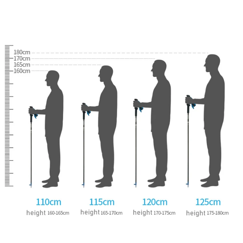 38cm Anti Shock Walking Sticks Telescopic Trekking Hiking Poles Ultralight Walking Canes With Rubber Tips Protectors