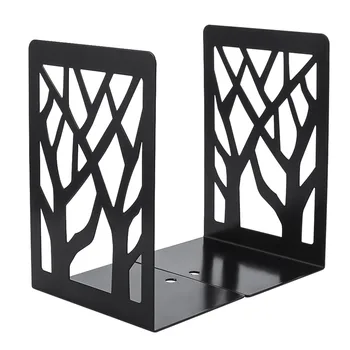 

1pair Nonskid Home Decor Desk Organizer Hollow Out Book Ends Storage Students Iron Portable Removable School Office Tree Shadow