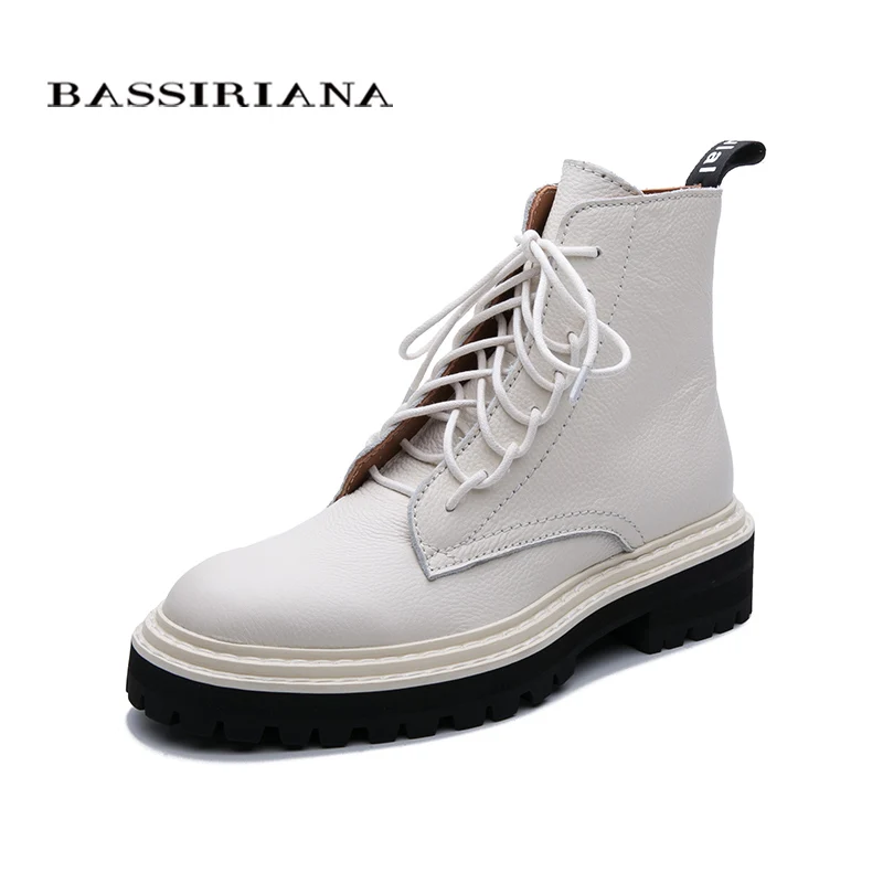 BASSIRIANA 2019 весной и осенью новые кожаные женские туфли трехцветные тенденции