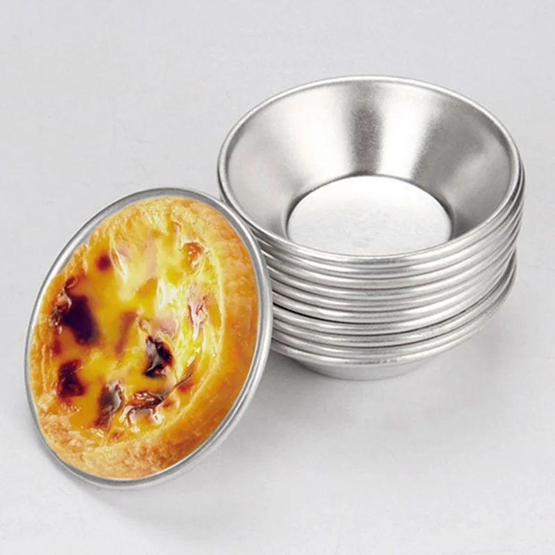 

10 Pieces Reusable Egg Tart Aluminum Foil Cake Egg Tart Mold Kitchen Pastry Baking Tools