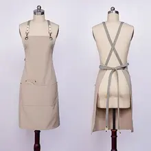 Модный однотонный фартук для мужчин и женщин, для приготовления пищи, выпечки, ресторана, торта, магазина, для ногтей, рабочая одежда с карманом