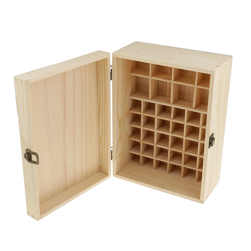 Wood Storage Case Essential Oil Case Carrying Organizer 38 Slots Container Holds for 2ml/3ml/5ml/10ml/15ml/50ml/100ml Bottles
