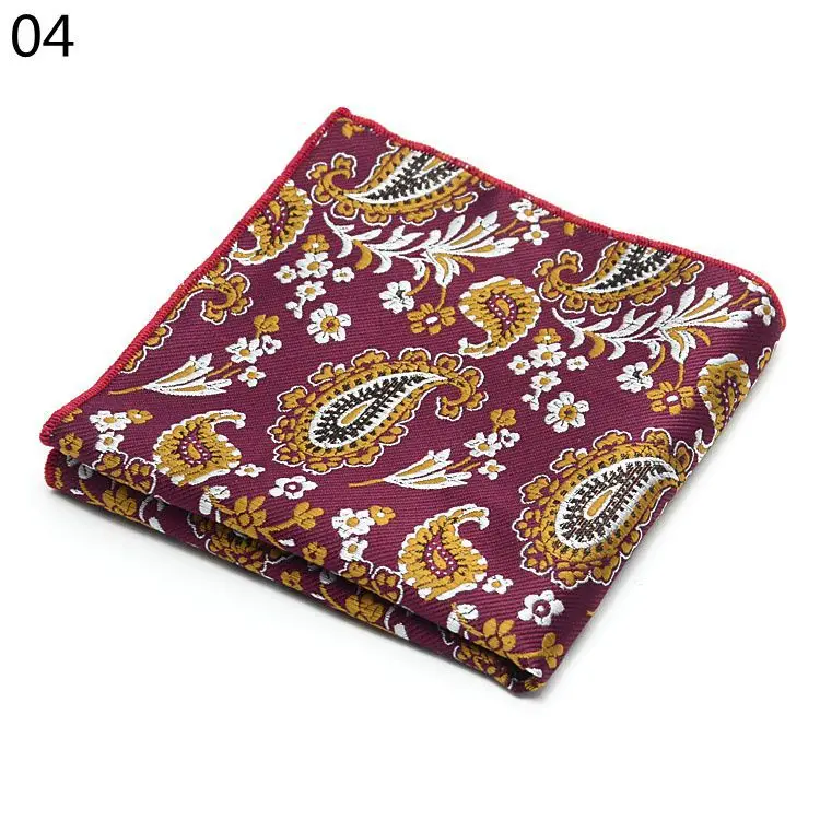 Men's Vintage Floral Paisley Silk Handkerchief Pocket Square 25*25CM For Wedding Party Chest Towel