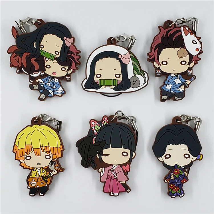 Резиновый брелок для ключей аниме Kamado Tanjirou Nezuko Agatsuma Zenitsu Tsuyuri Kanawo Tamayo рассекающий