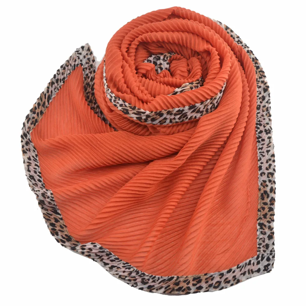 Зимний женский однотонный хлопковый мусульманский хиджаб мусульманский шарф, Леопардо mujer головной убор, одноцветные шарфы, foulard femme musulman
