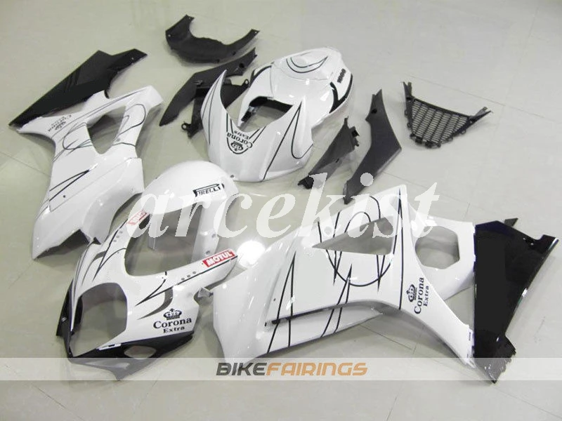 ABS мотоцикл обтекатели комплект подходит для Suzuki GSX-R1000 K7 2007 2008 GSXR1000 07 08 Кузов Набор Белый