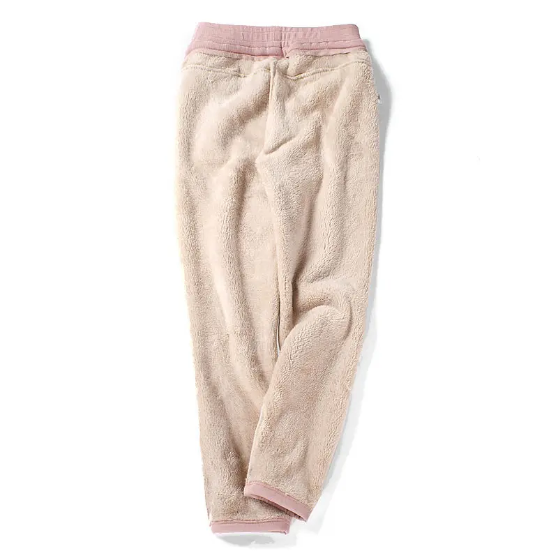 Thick Lambswool Winter Pants Women Lace Up Warm Long Straight Pants Pentalon Femme Fleece Warm Pants Women Ladies Trousers C5925
