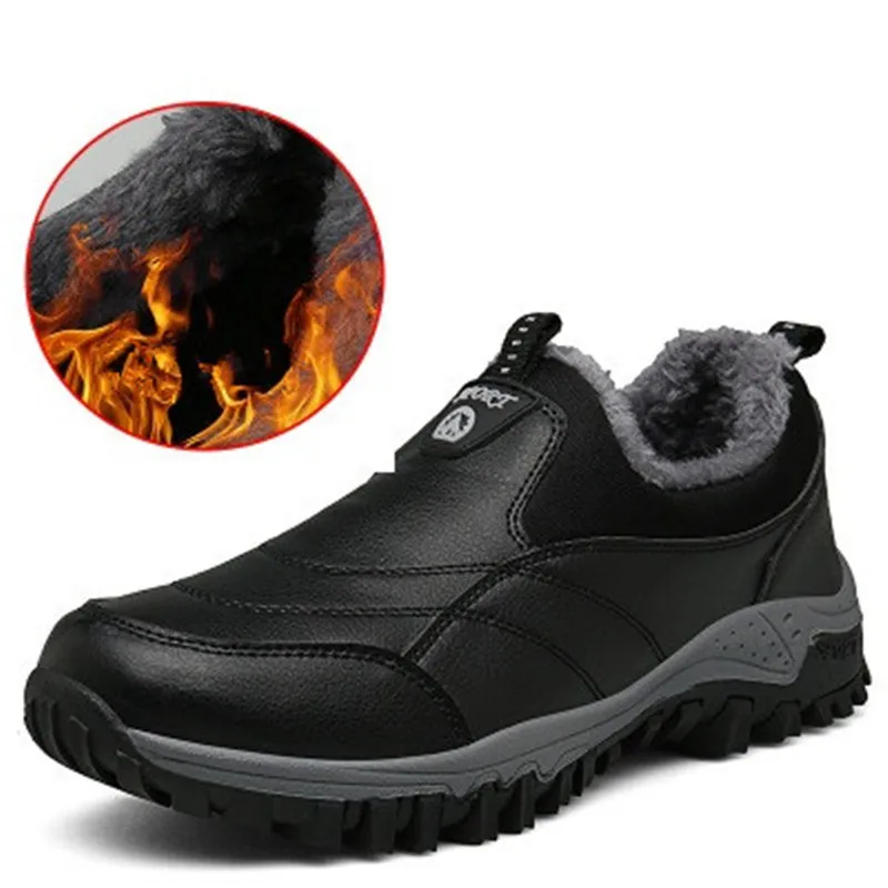

Men Outdoor Sneakers Fishing Trekking Shoes Waterproof Tourism Camping Sports Ankle Boots Winter Plush Warm Leather Snow Boots