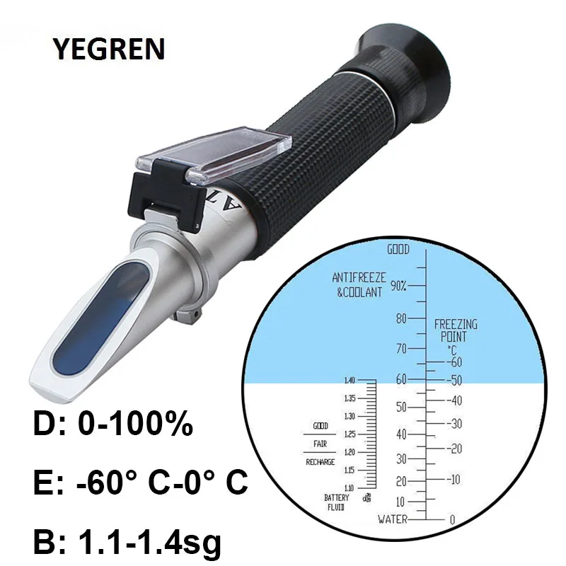 

Portable Antifreeze Refractometer Freezing Point Tester 0-100% Antifreeze Coolant Meter Car Engine Battery Fluid Detection