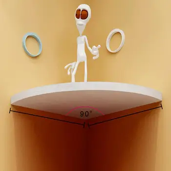 

1 pc Storage Rack Creative Wooden Triangle Fan Shape Wall-mounted Decorative Sundries Organizer Bookshelf Corner Shelf