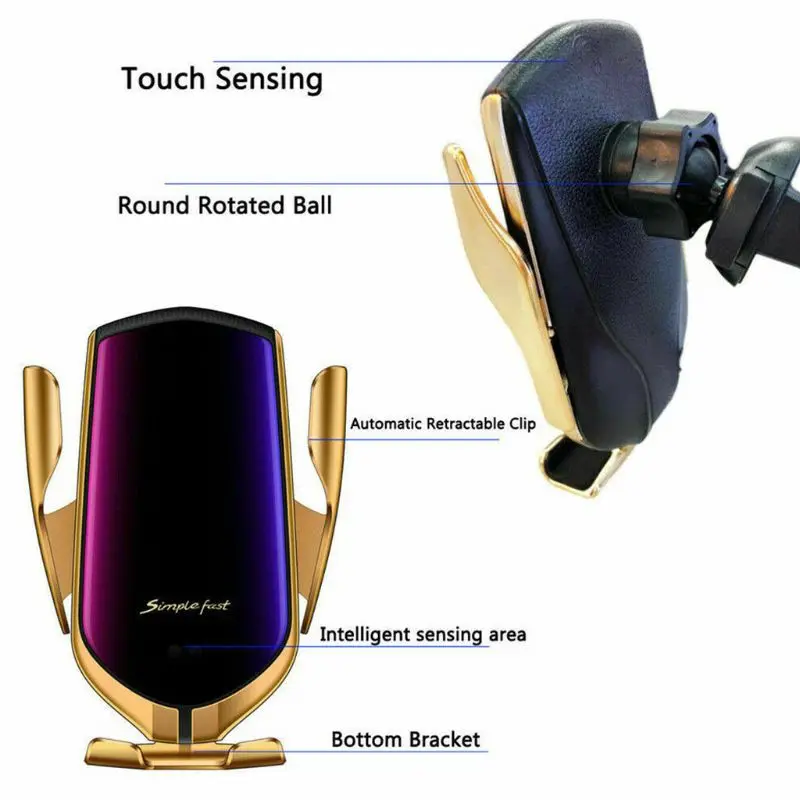R1 Automatic Clamping 10W Car Wireless Charger For iPhone Xs Huawei LG Infrared Induction Qi Wireless Charger Car Phone Holder