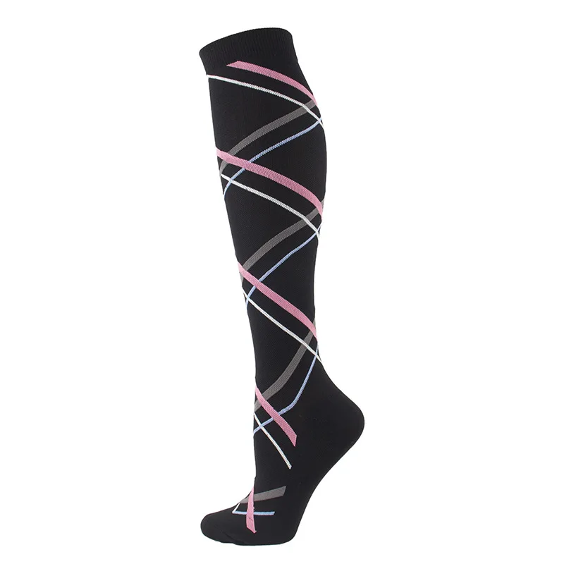 HUAYASX Sport Kompression Socken Druck Rhombischen Streifen Ball Liebe Herzen Sterne Leopard Pfeil Elastische Strümpfe Outdoor Sport – Detail 17