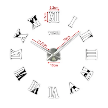 

Modern big wall clock living room Roman numeral sticker unique big digital watch Diy decoration wall clock art sticker decals ho