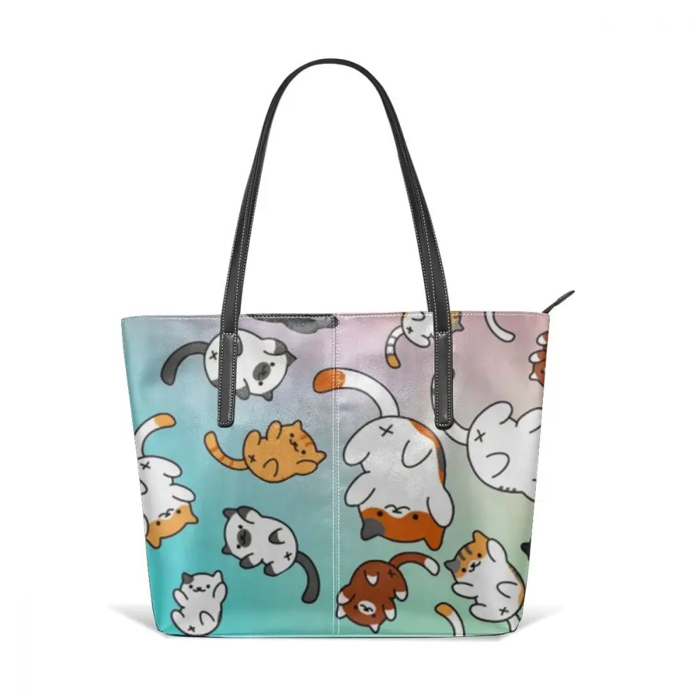 Neko Atsume Сумочка Neko Atsume Топ-ручка сумки узор трендовая кожаная сумка подростковый Университет высокое качество женские сумки - Цвет: Neko Atsume