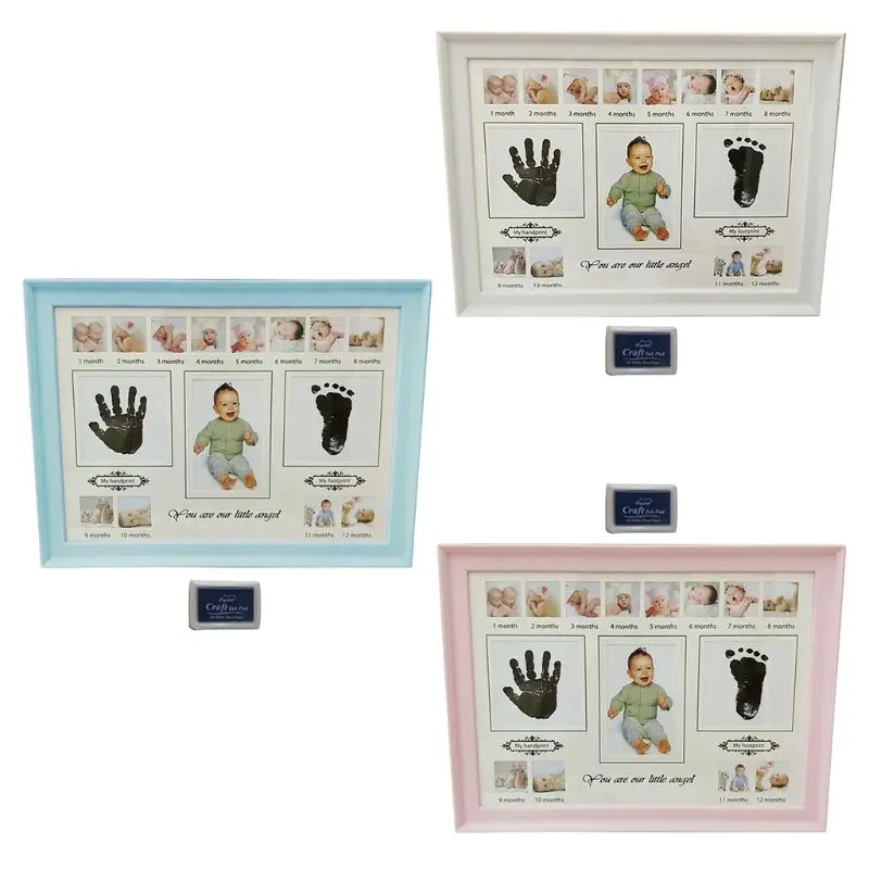 

Baby Handprint Footprint Ink Pad Photo Frame with Stamp Ink Newborn Decor Gift Kids Imprint Hand Inkpad Souvenirs