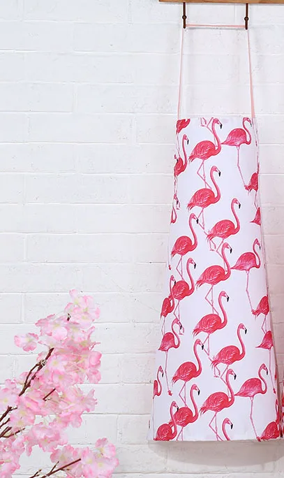 C7 1Pcs Bronzing Flamingo Pattern Cotton Apron Adult Bibs Home Cooking Baking Coffee Shop Cleaning Aprons Kitchen Accessories - Цвет: C7