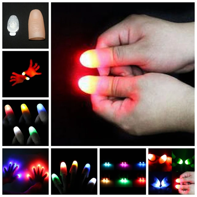 2Pcs Magie Super Helle Licht Up Daumen Finger Trick Erscheinen Licht Close  Up Zufällige farbe der leuchtenden finger licht