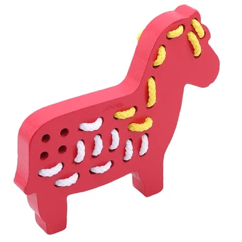 

Cartoon Animals Puzzles Wooden Stringing Threading Beads Game Education Toys For Baby Boy Girl Kids Children Toy Kids Gift