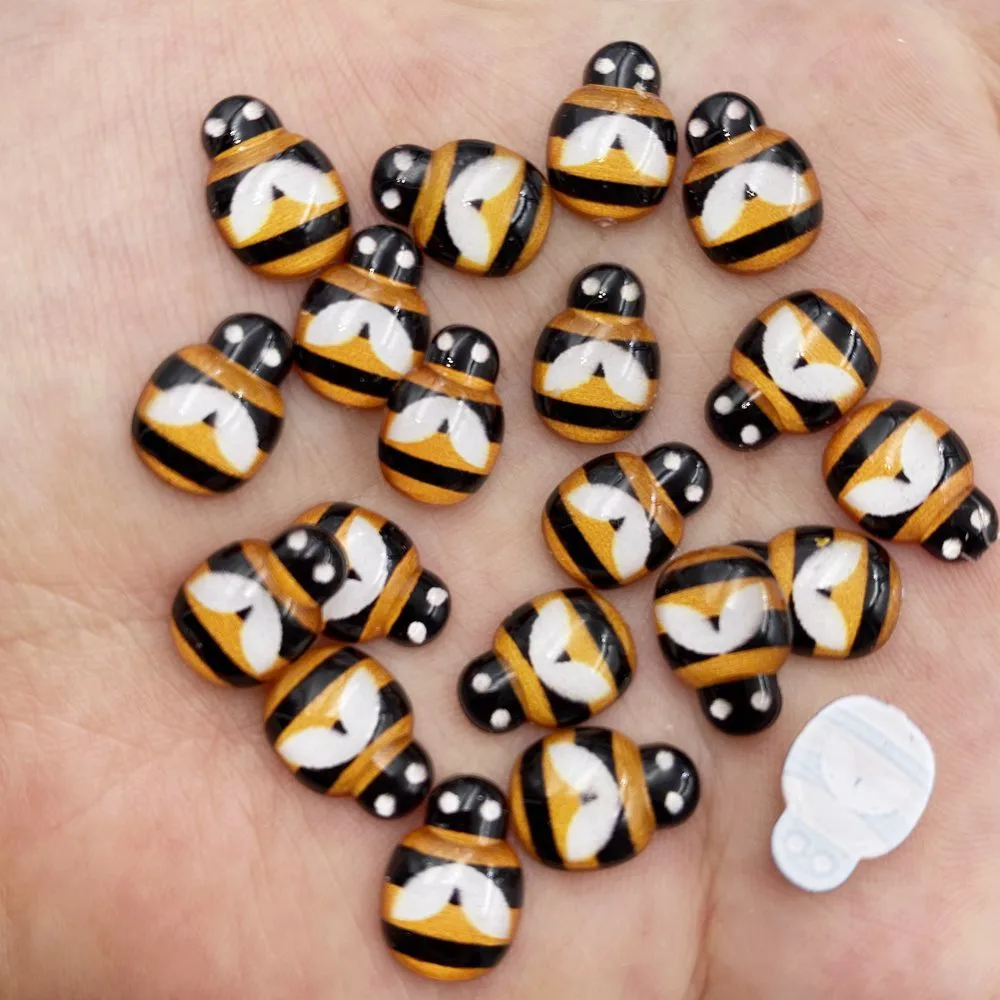 Resin Cute Colorful Beautiful Honeybee Flatback Rhinestone Appliques DIY Wedding Scrapbook Craft SF041 60pcs