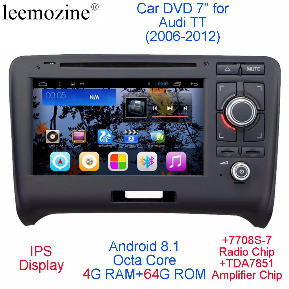 Android 8.1 Octa Core 2 Din GPS Navi 7&quot IPS Car DVD Player for Audi TT 2006-2012 with Bluetooth/RDS/Radio/3G/WIFI/Canbus/USB/SD |