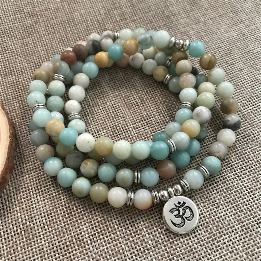 8mm Amazonite 108 Beads Mala Buddhist Bracelet Necklace Natural Elegant Cheaply Diy Spirituality Cuff Classic Bless Meditation