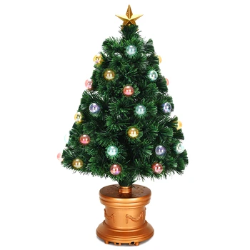 

Costway 3Ft Pre-Lit Fiber Optical Firework Christmas Tree Gold Top Star