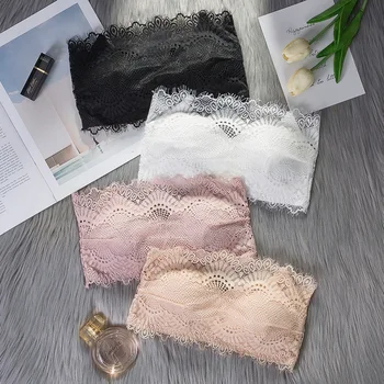 

Comfortable New Fashion Women Lace Crop Top Strapless Tube Tops Female Invisible Bra Sexy Lingerie Women Bra Top