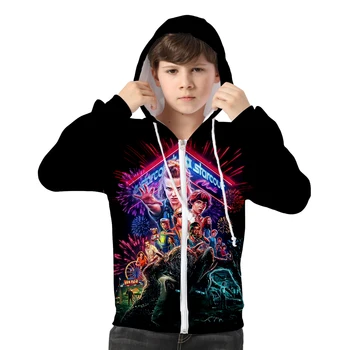 

WAMNI Stranger Things zipper Hoodies kids 3D print Hooded sweatshirt Boy/girl clothes Children Kawaii zipper Tracksuit clothing