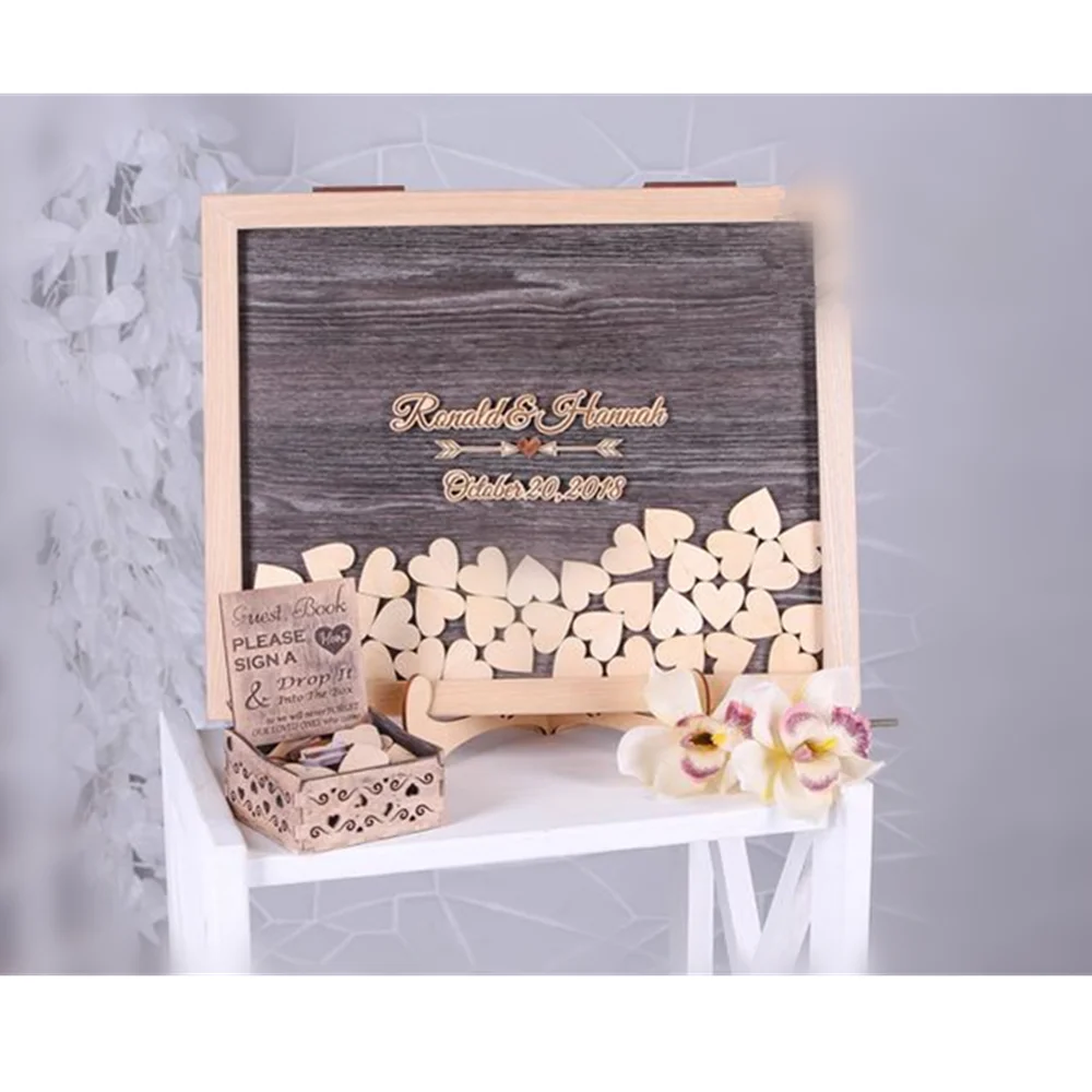 Wooden Color Wedding Guestbook Personalised Frame3d Rustic Drop Top Box Alternative Brithday Memory Ideas Aniversary Sign Board Signature Guest Books Aliexpress