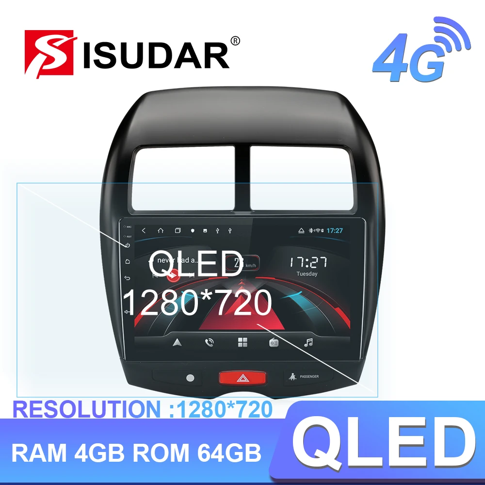 Автомагнитола Isudar H53 4G Android 1 Din для MITSUBISHI/ASX/Peugeot/4008/Citroen C4 Cross GPS Восьмиядерный