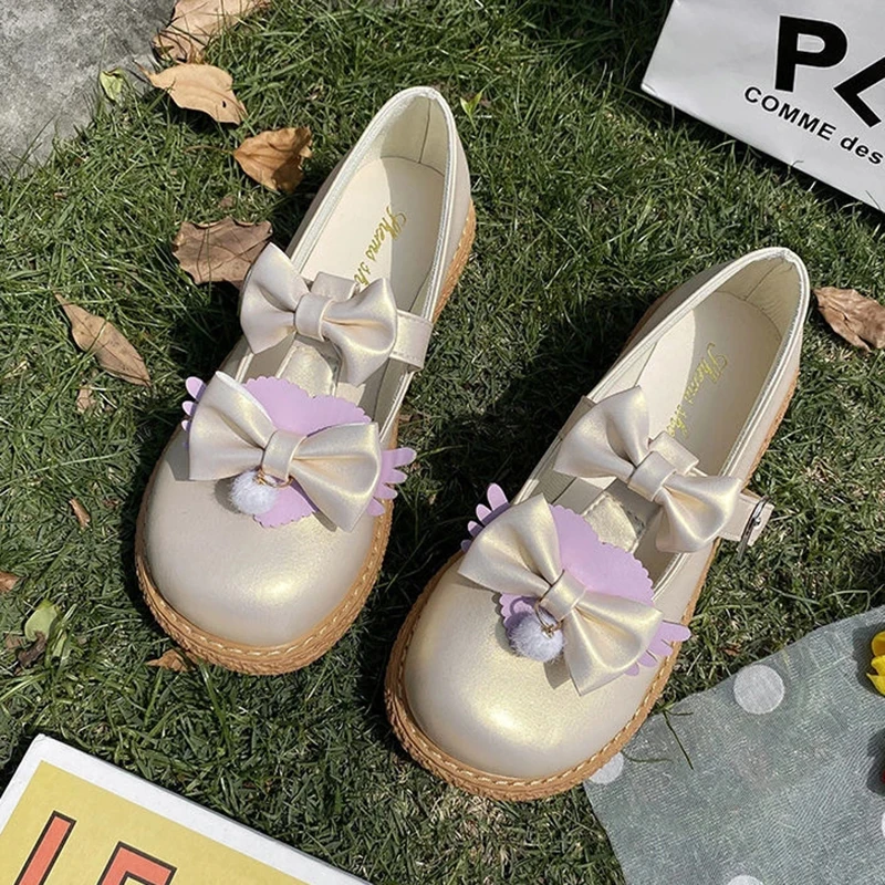 Туфли Kawaii в японском стиле для девочек Лолита с пряжкой форме сердца из