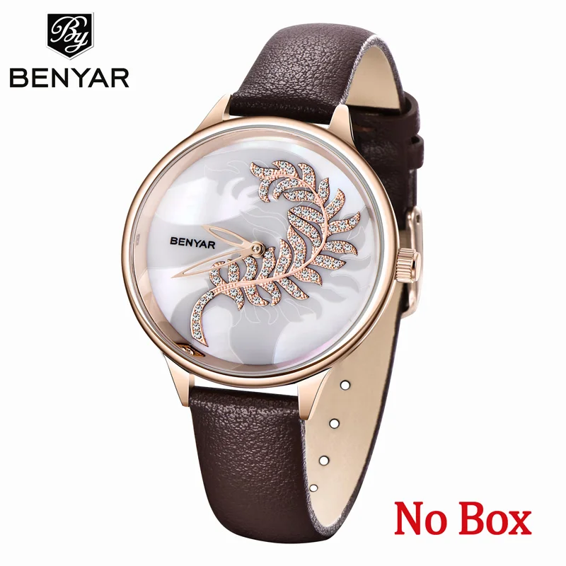 Новые BENYAR женские часы модные кварцевые женские часы Топ Бренд роскошные золотые часы креативные наручные часы женские часы Zegarek Damski - Цвет: Gold White No Box