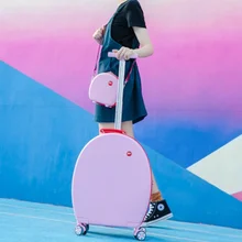 Милые короткие поездки Очаровательная сумка+ Скалка багажа Spinner бренд женщина путешествия доска самолет высокого качества чемодан