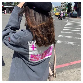 

Cavempt batik water wash cross print Hoodie men's and women's Japanese street harazuku Vintage loose cotton long sleeve Hoodie